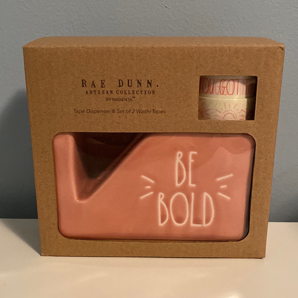 🆕 Rae Dunn “BE BOLD” Tape Dispenser w/ Washi Tape